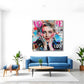 Pop Art Madonna Magazin-Stil Porträt mit leuchtenden Farben Wandbild