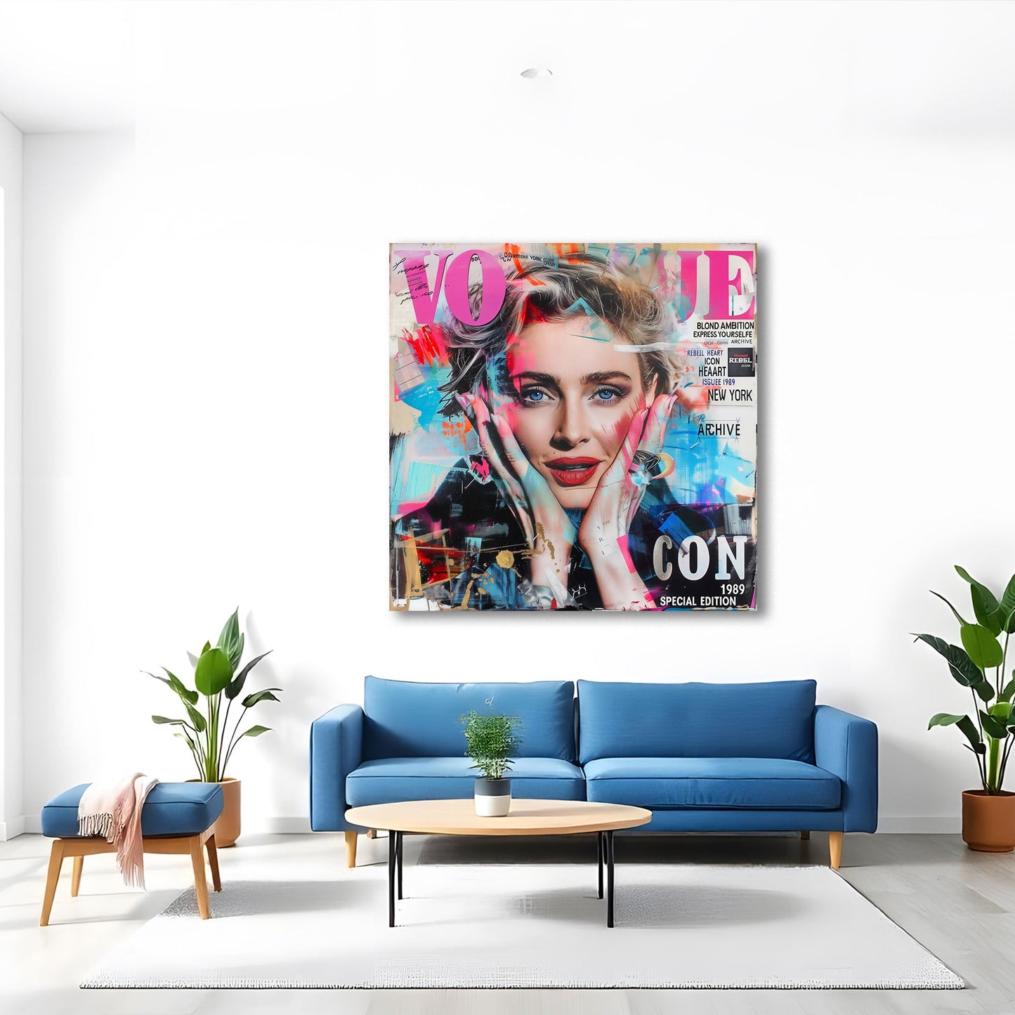 Pop Art Madonna Magazin-Stil Porträt mit leuchtenden Farben Wandbild