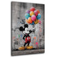 Comic Maus mit Luftballons – Wandbild