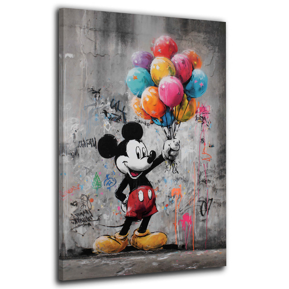 Comic Maus mit Luftballons – Wandbild