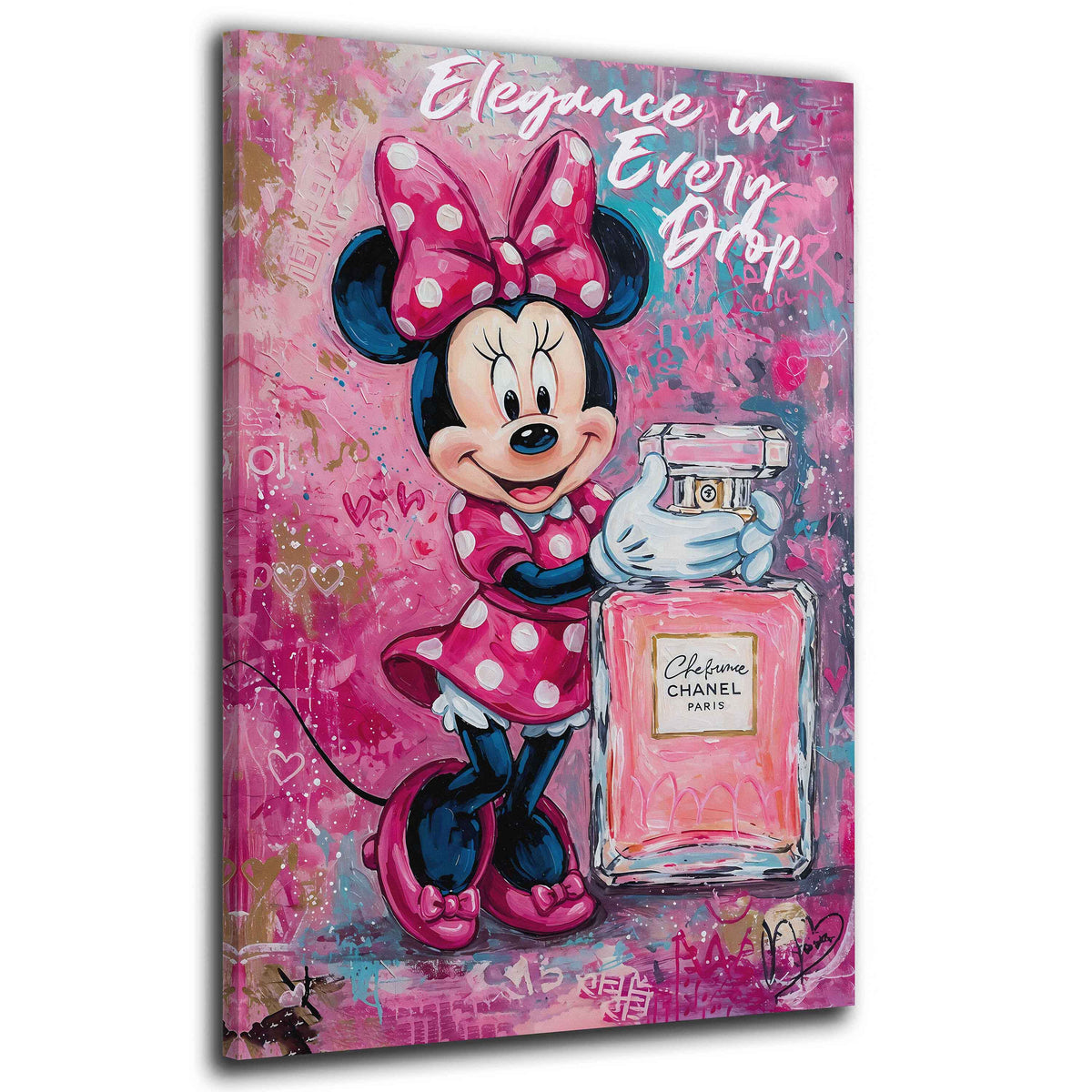 Comic Maus mit Parfüm in Pink – Wandbild