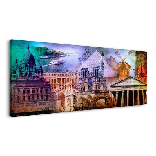 Pop Art Paris Sehenswürdigkeiten Collage Architektur Wandbild
