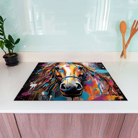 Pop Art Pferd Herdabdeckplatte Induktionsschutz für Ceranfeld & Küche Deko