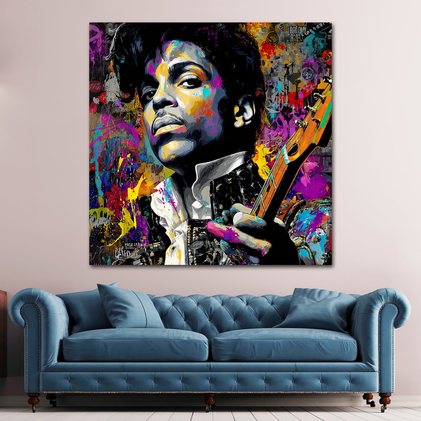 Pop Art Prince Porträt mit Gitarre Wandbild