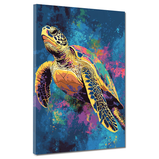 Pop Art Schildkröte Unterwasser Stil Wandbild