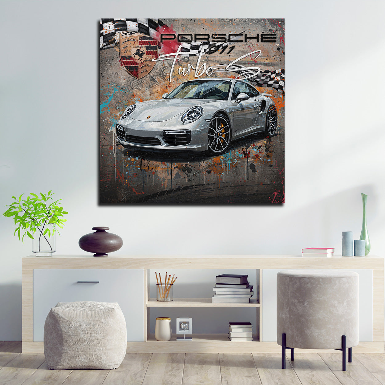 Pop Art Sportwagen 911 Turbo S Porsche Wandbild