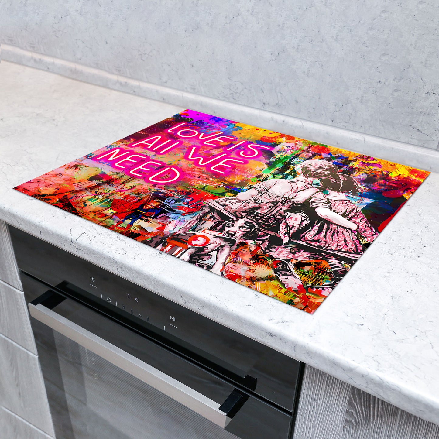 Pop Street Art Style Herdabdeckplatte Induktionsschutz für Ceranfeld & Küche Deko