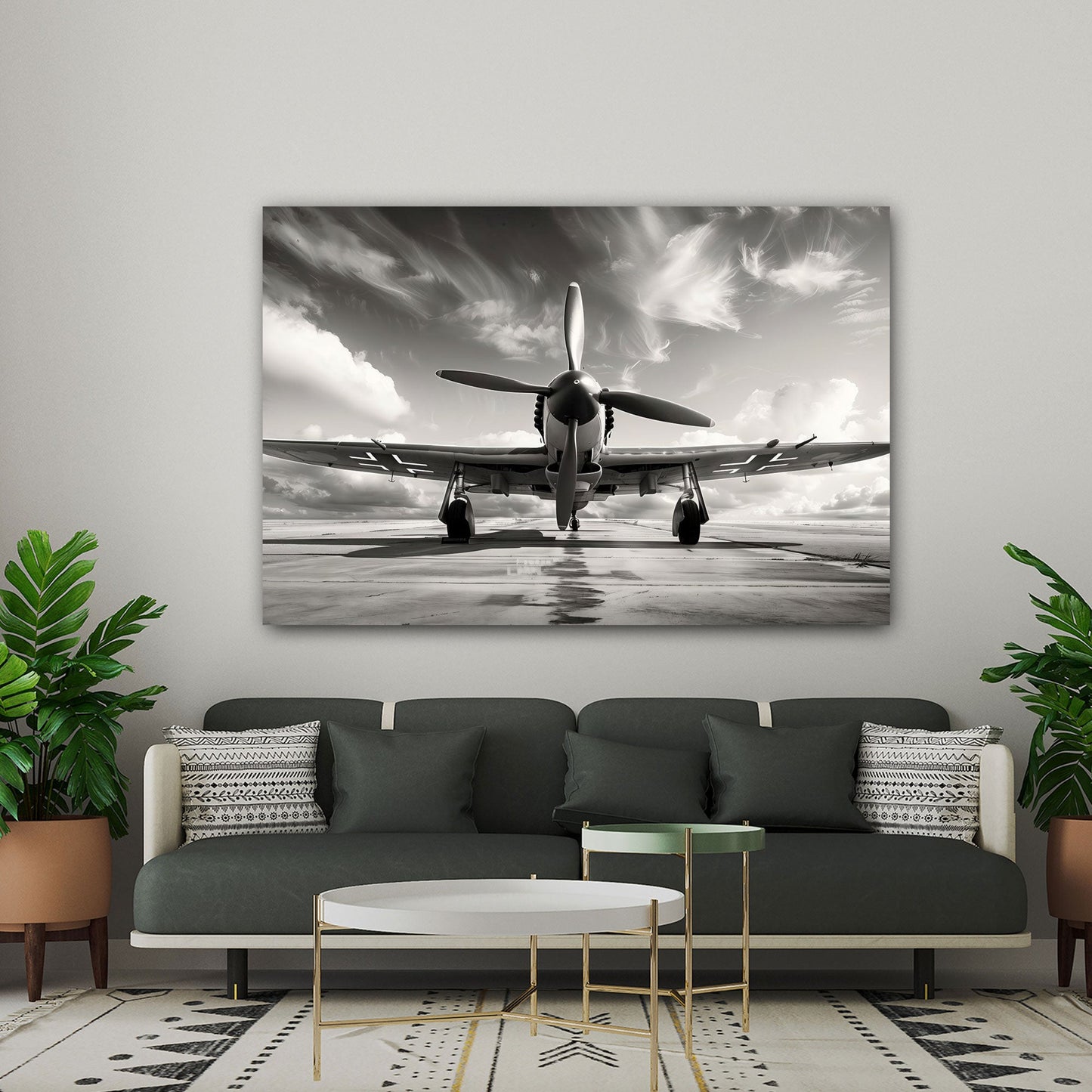 Propellerflugzeug dramatisch in Ölmalerei Wandbild