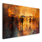 Regenschirme in goldenem Licht Wandbild im Querformat