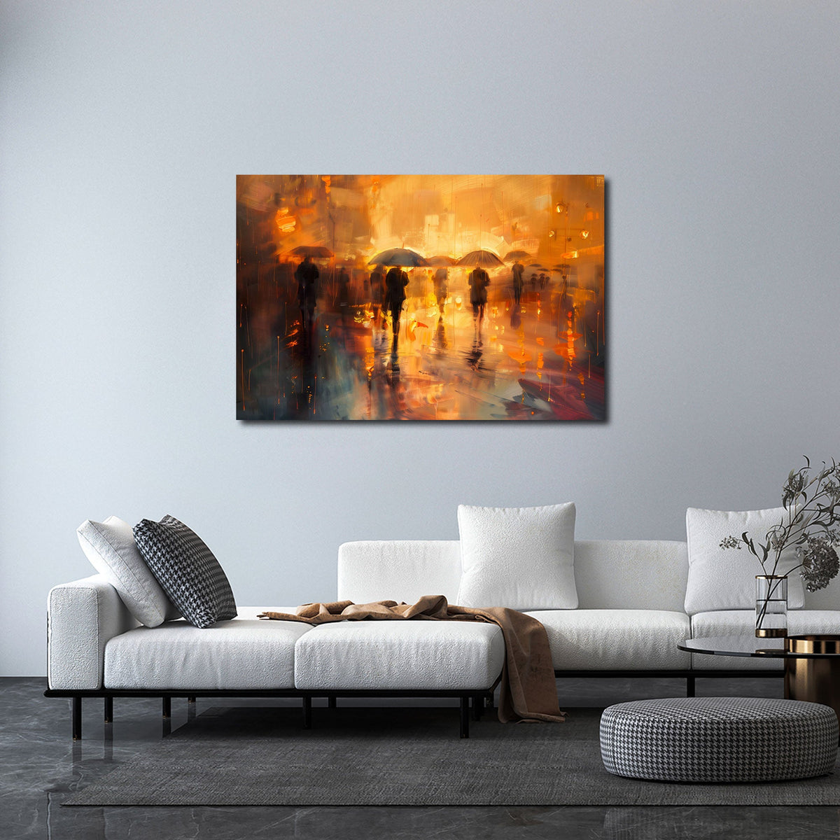 Modernes Wandbild im Querformat an einer Wohnraumwand