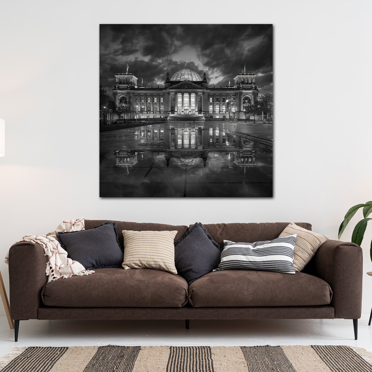 Reichstagsgebäude Berlin Schwarz Weiß Spiegelung Architektur Wandbild