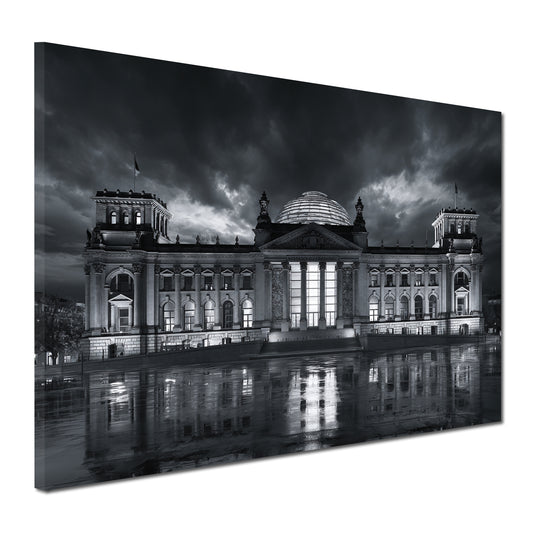 Reichstagsgebäude Berlin Spiegelung Nachthimmel Wandbild