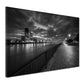 Rheinpromenade in Düsseldorf schwarz weiß Skyline nachts Wandbild