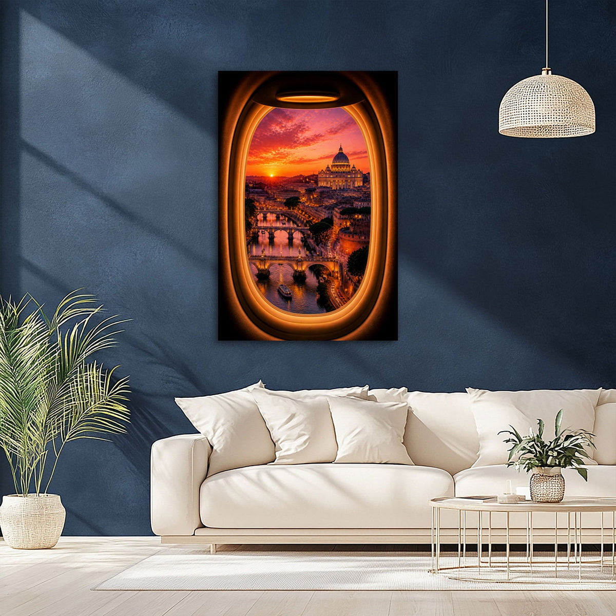 Rom Wandbild über einem Sofa im Wohnraum