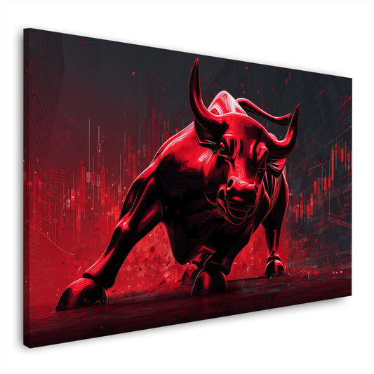 Roter Börsen Bulle Erfolg dynamische Finanzkunst Wandbild