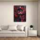 Rotes Rennmotorrad mit Fahrer frontal Street Art Wandbild
