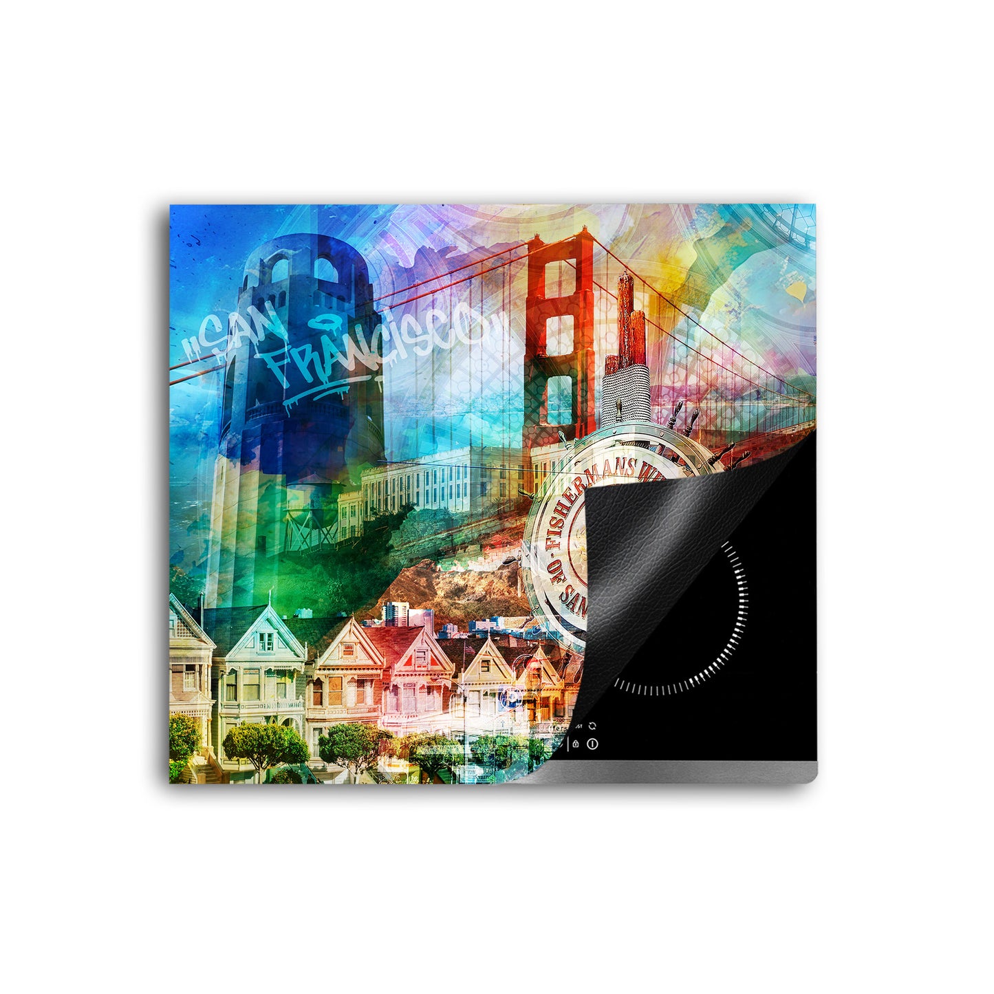 San Francisco Pop Art Herdabdeckplatte Induktionsschutz für Ceranfeld & Küche Deko
