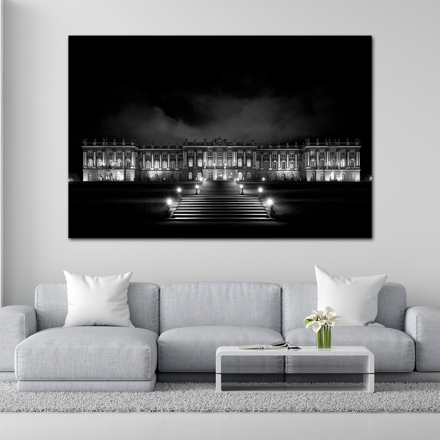 Sanssouci Schloss Potsdam schwarz weiß Wandbild