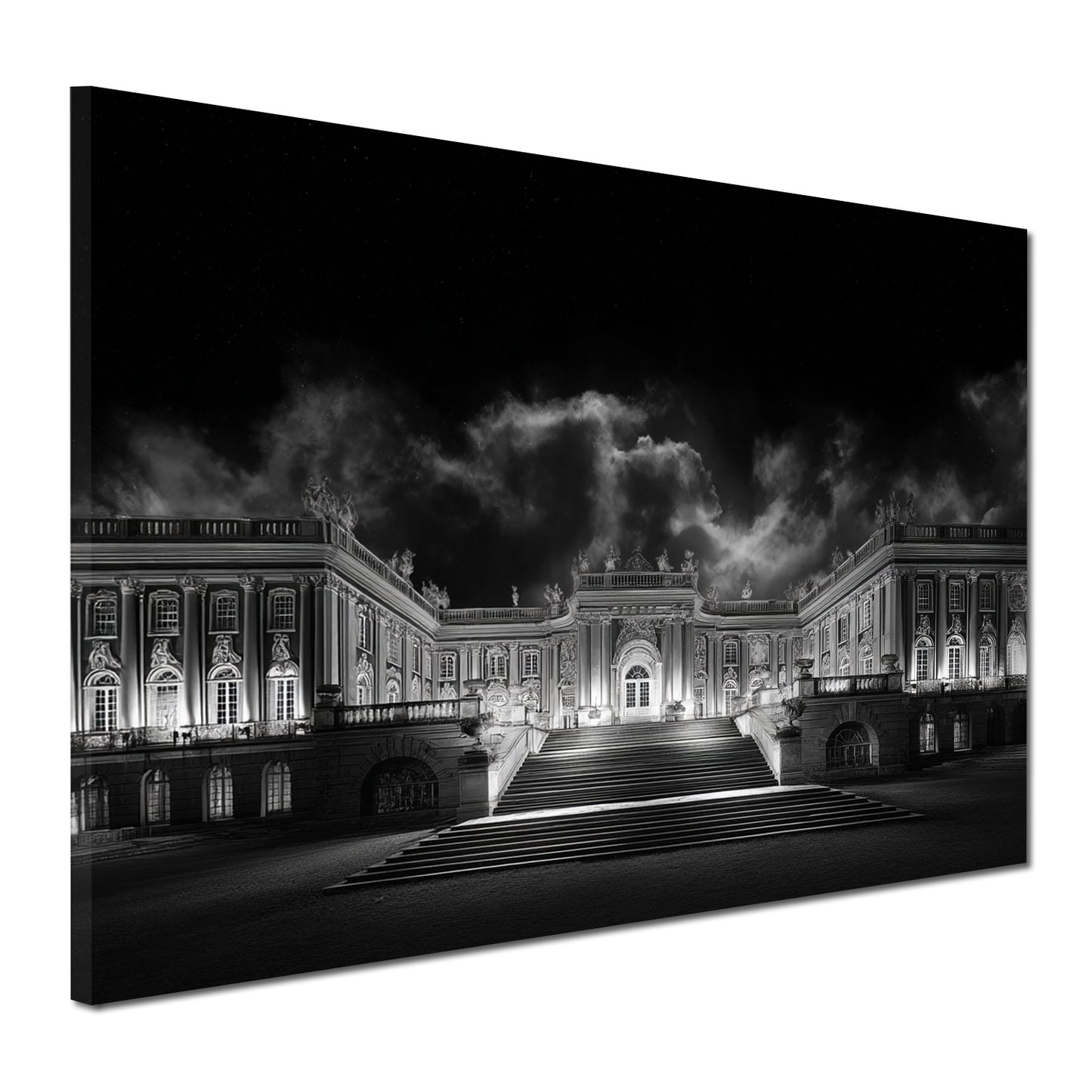 Sanssouci Schlossfassade Potsdam schwarz weiß Wandbild