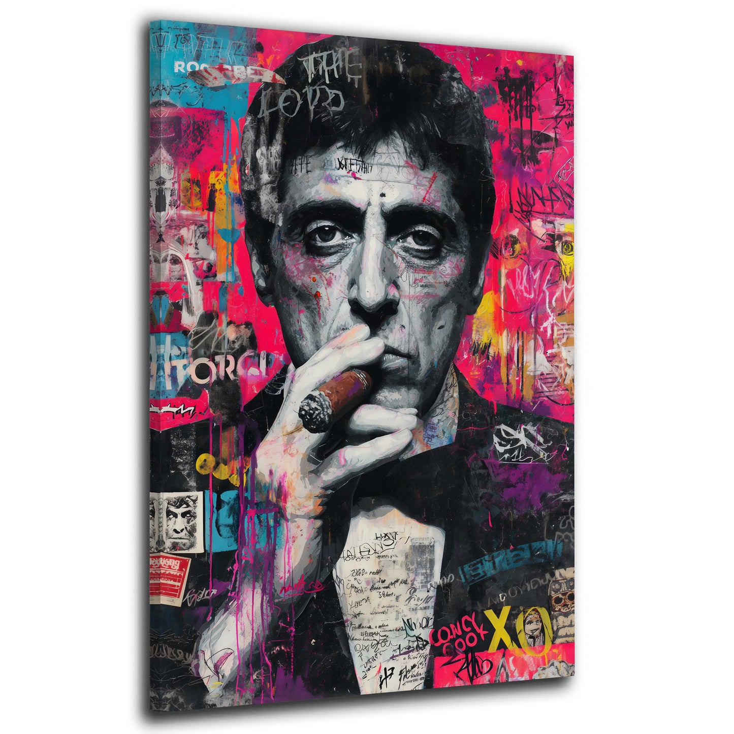 Scarface Pop Art Graffiti intensives Porträt Wandbild