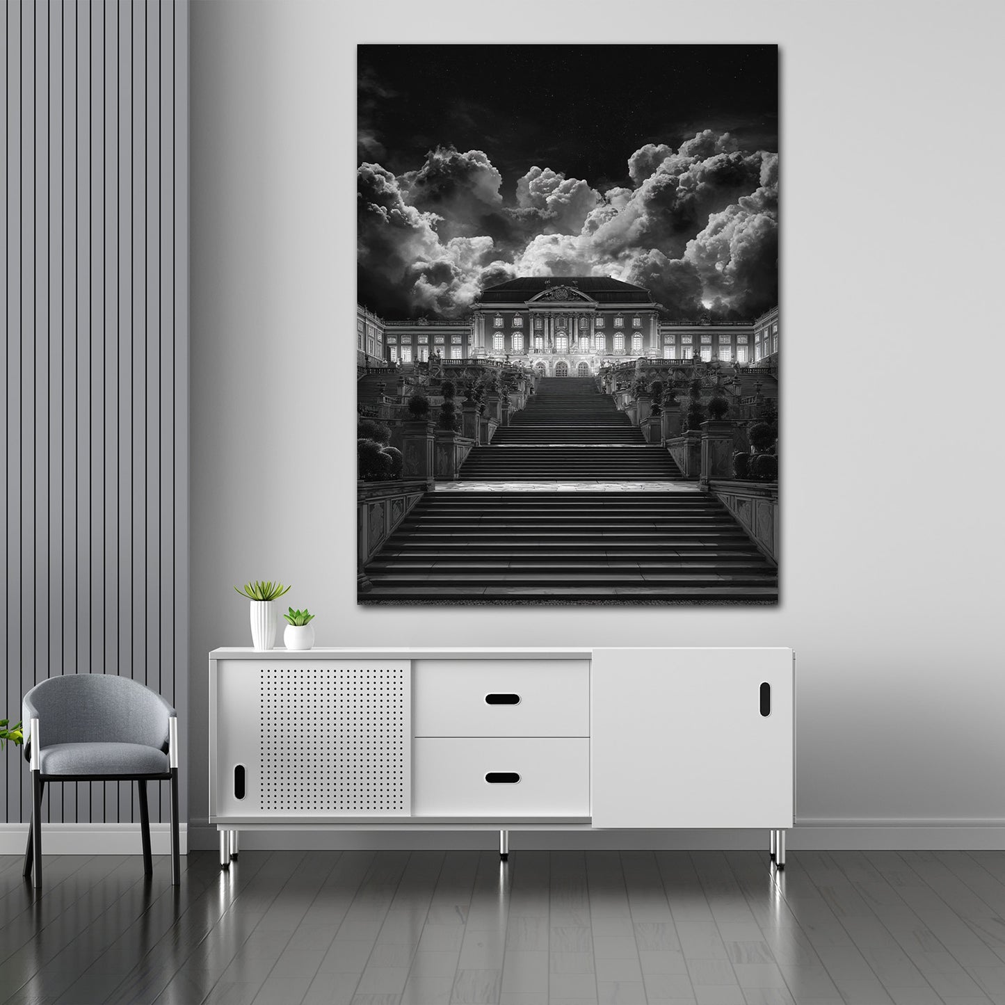 Schloss Sanssouci Potsdam schwarz weiß Wandbild