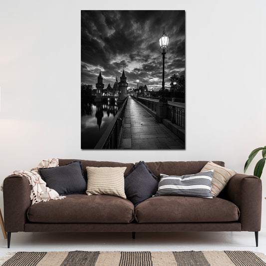 Schlossbrücke Schwerin schwarz weiß historische Architektur Wandbild