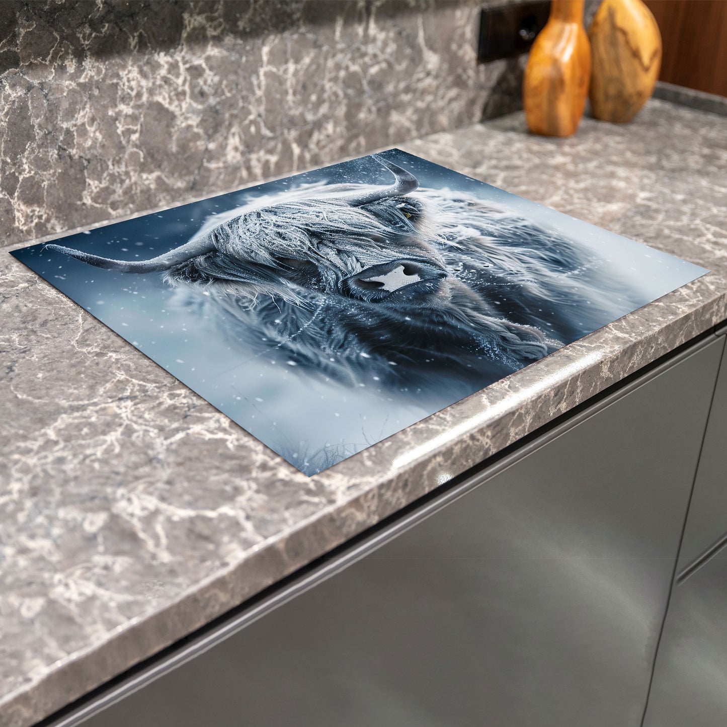 Schottisches Hochlandrind Kuh Herdabdeckplatte Induktionsschutz für Ceranfeld & Küche Deko