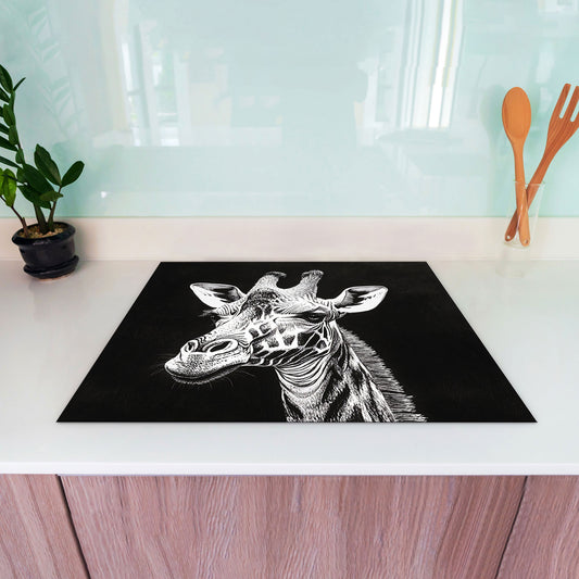 Schwarz Weiß Giraffe Herdabdeckplatte Induktionsschutz für Ceranfeld & Küche Deko