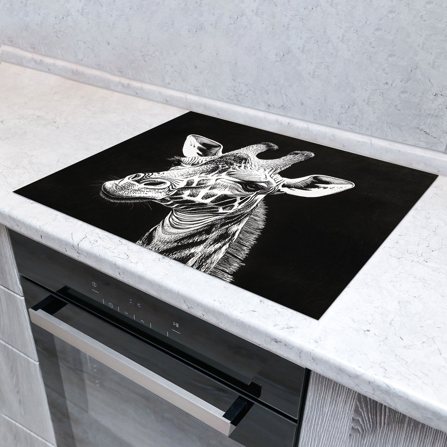 Schwarz Weiß Giraffe Herdabdeckplatte Induktionsschutz für Ceranfeld & Küche Deko