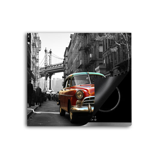 Schwarz weiß Oldtimer Herdabdeckplatte Induktionsschutz für Ceranfeld & Küche Deko