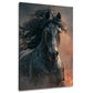 Schwarzes Pferd im Galopp Wandbild im Hochformat