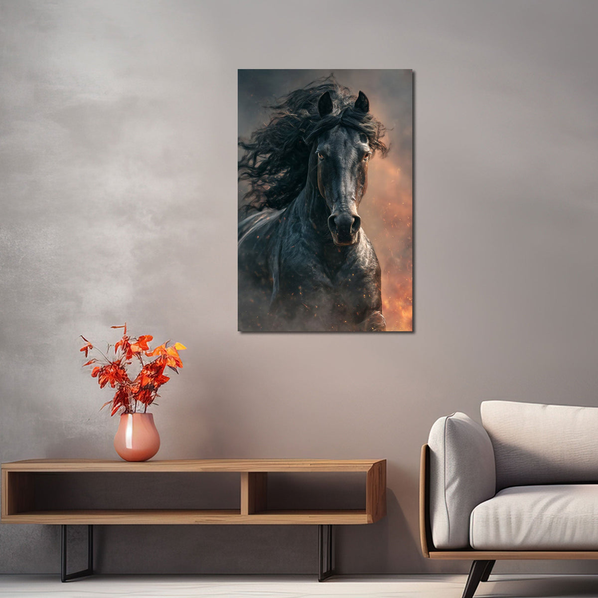 Tier Wandbild im Hochformat an einer Wohnraumwand