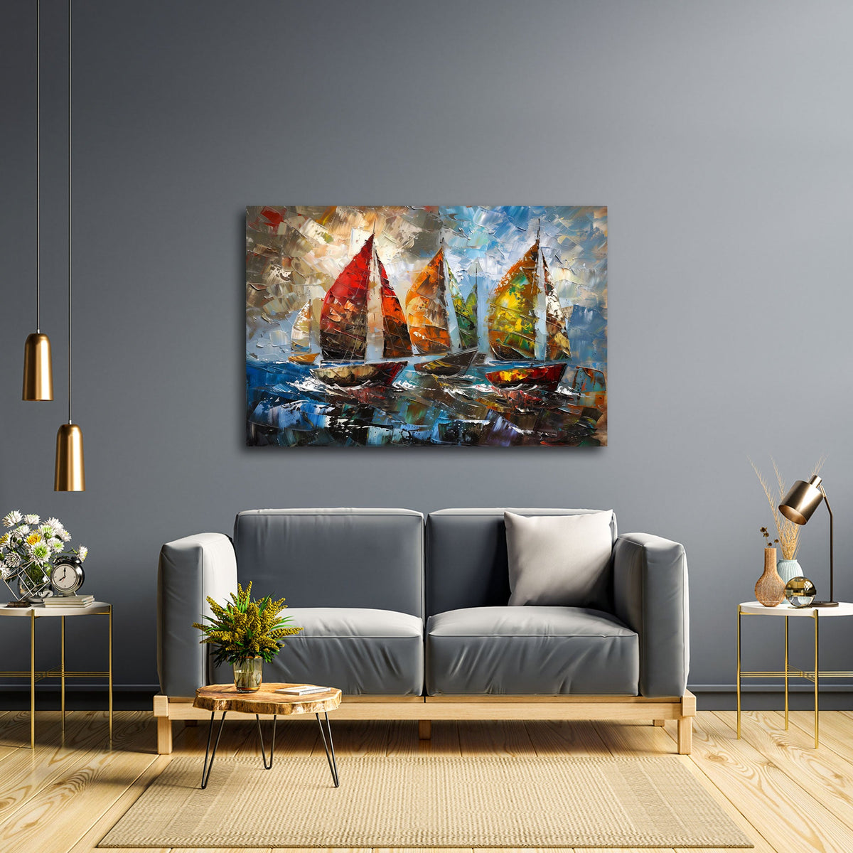 Maritimes Wandbild im Querformat an einer Wohnraumwand