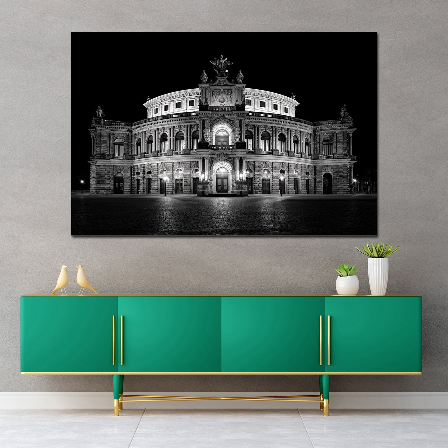 Semperoper Dresden Architektur Schwarz Weiß Wandbild