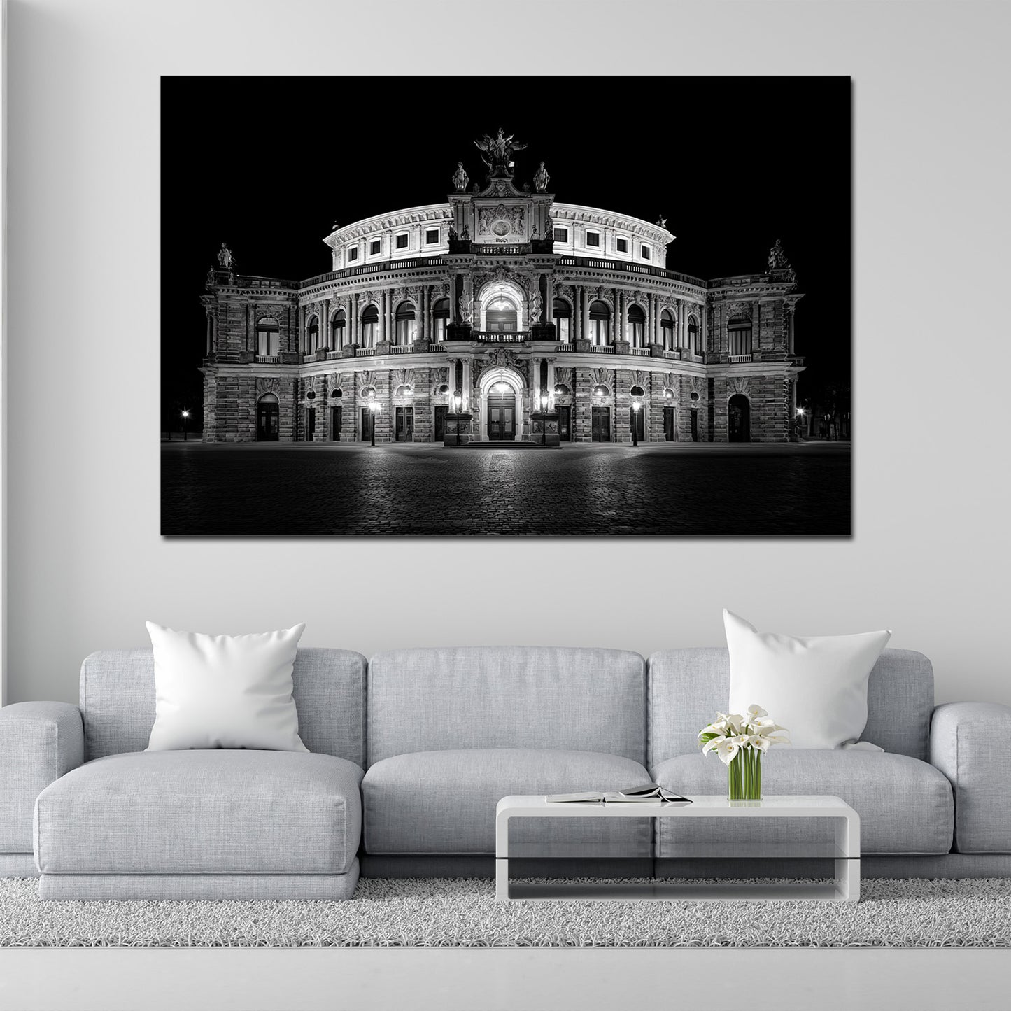 Semperoper Dresden Architektur Schwarz Weiß Wandbild