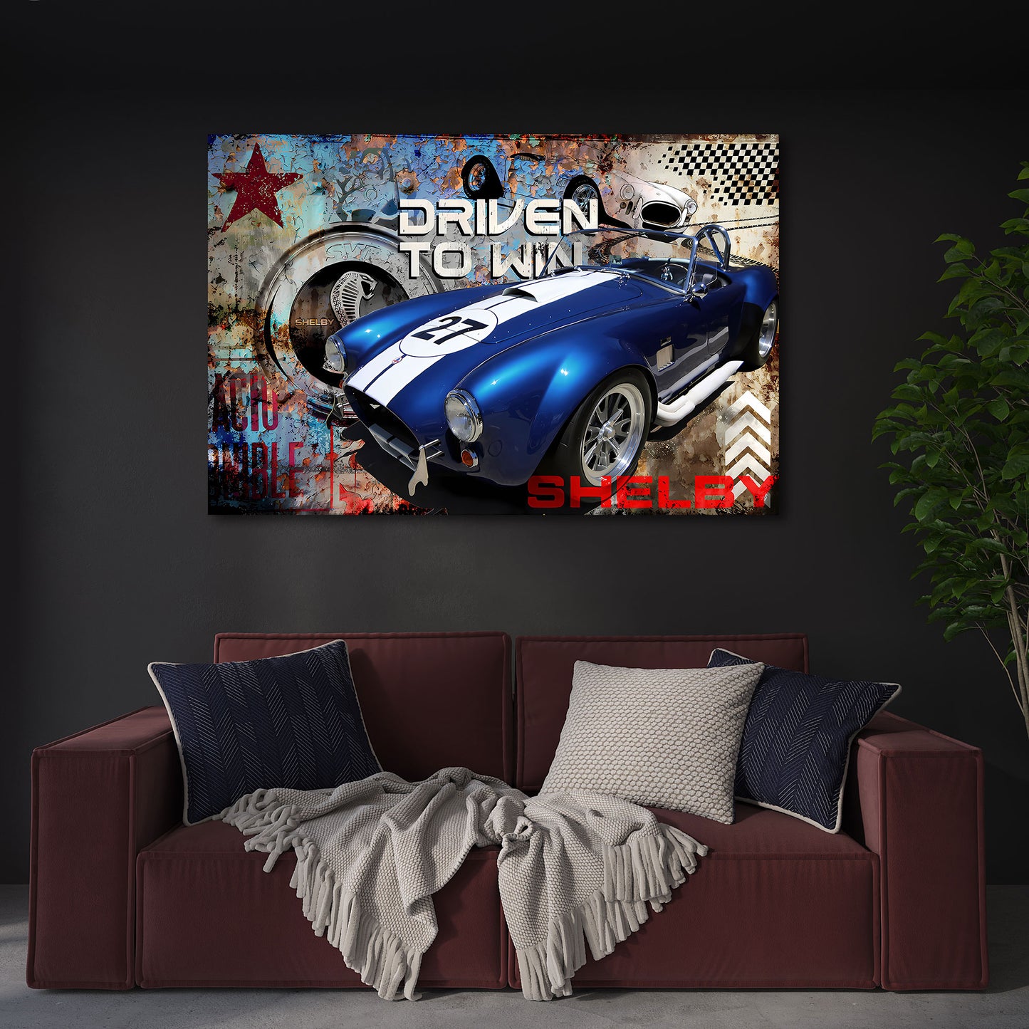 Shelby Cobra Rennwagen Retro Design Wandbild