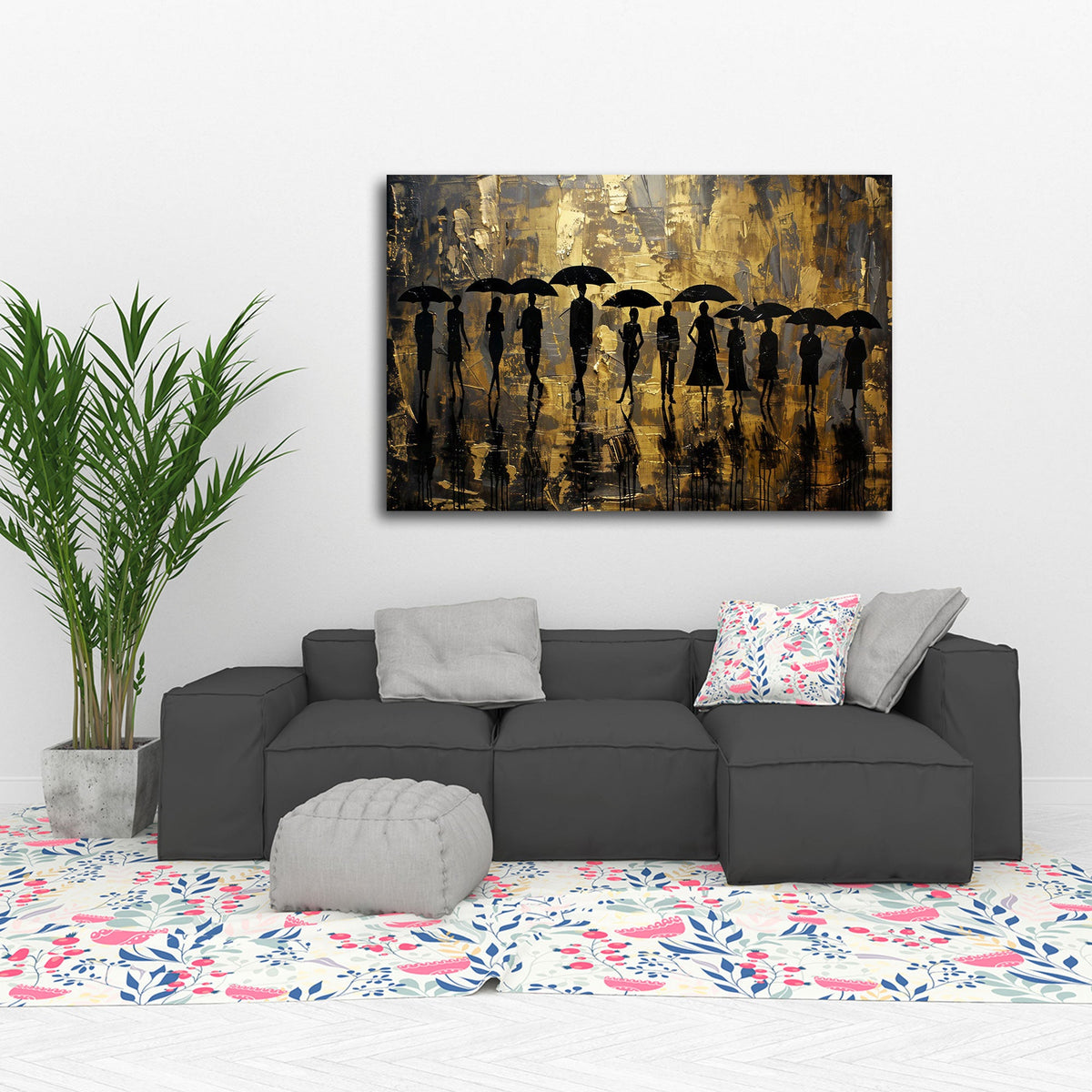 Modernes Wandbild im Querformat an einer Wohnraumwand