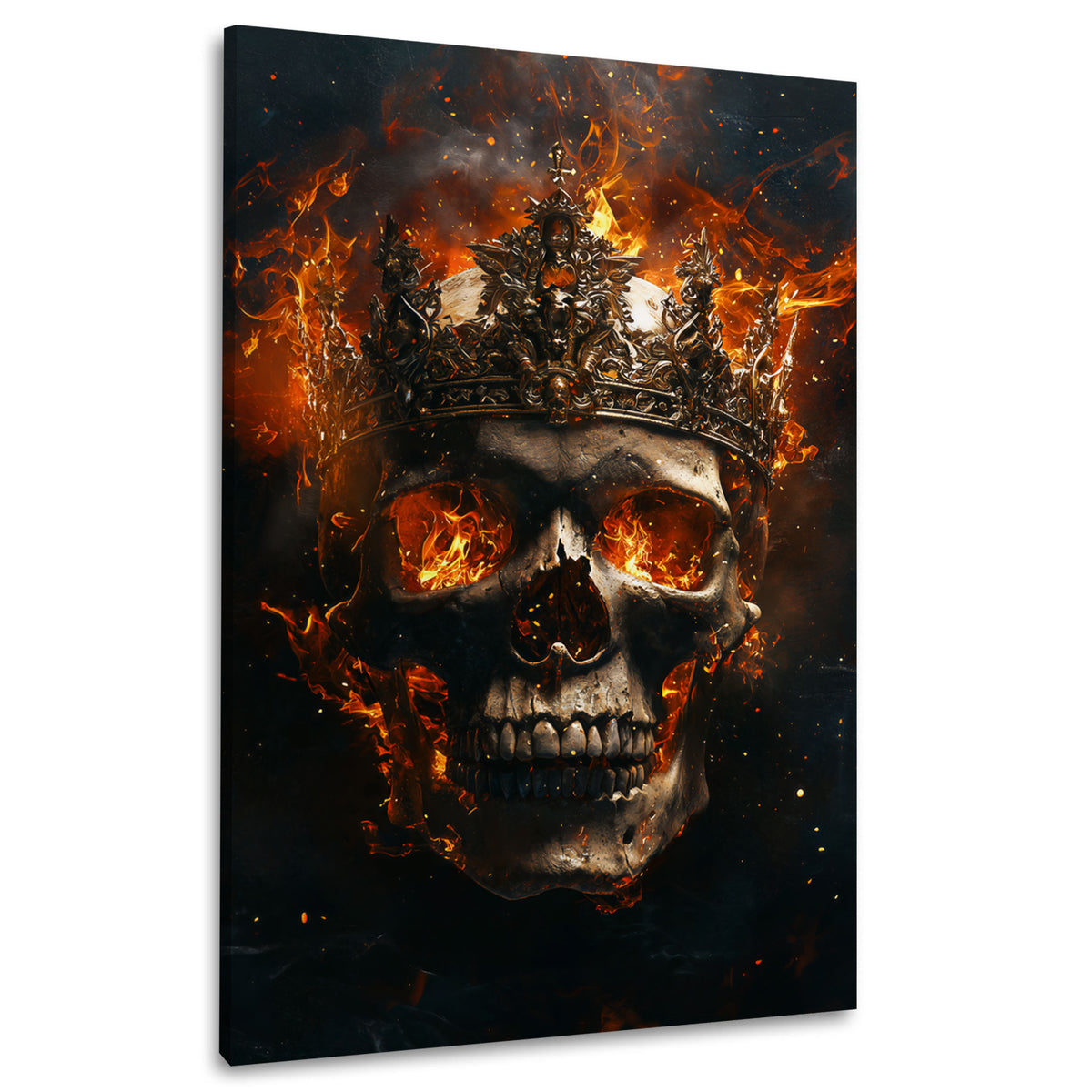 Skull mit Krone dramatisch in kräftigen Tönen Wandbild