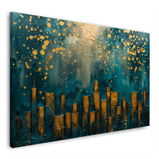 Skyline Gold abstrakt und modern in Ölmalerei Wandbild