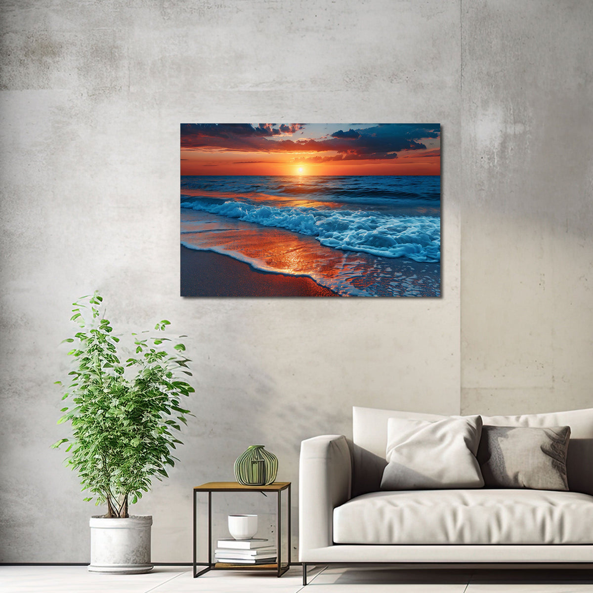 Strand Wandbild im Querformat an einer Wohnraumwand