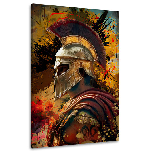 Spartaner Profil Farbspritzer antike Rüstung Wandbild
