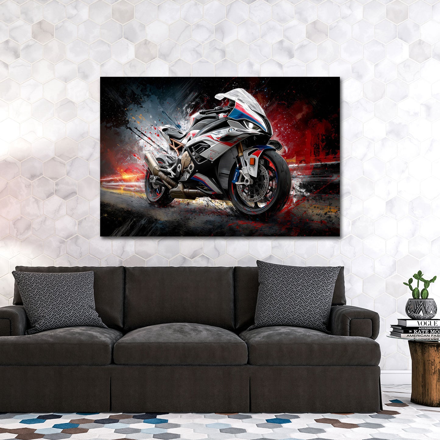 Sport Motorrad Geschwindigkeit in dynamischer Pop Art Wandbild