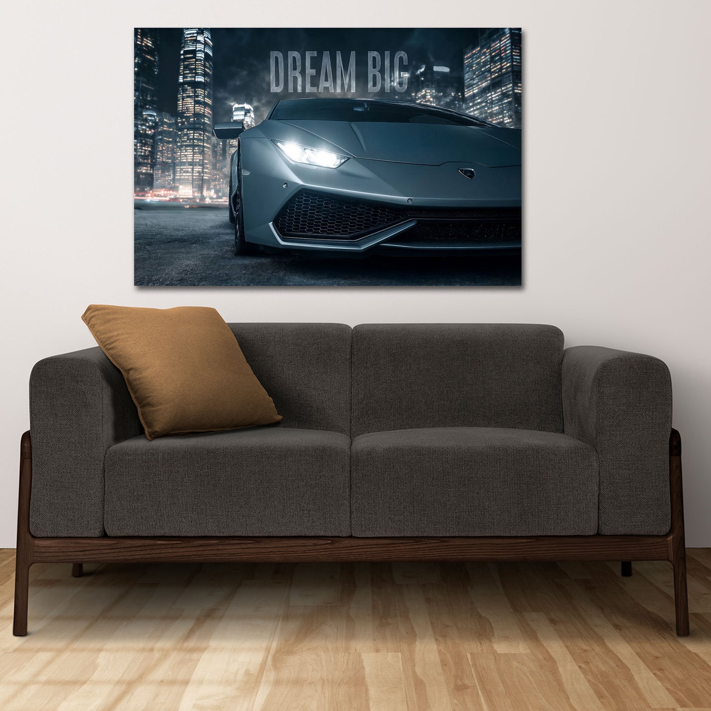 Sportwagen Luxus Auto Nacht Stadt Skyline Dream Big Wandbild