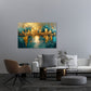 Stadt Skyline goldenes Gemälde in Pastelltönen Wandbild
