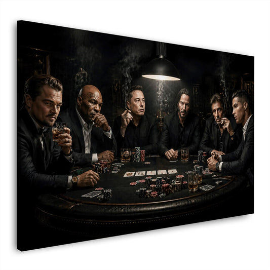 Stars und Legenden am Pokertisch in dunkler Optik Wandbild