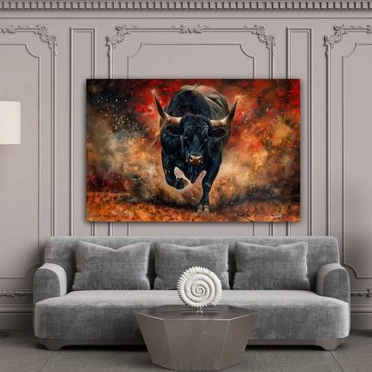 Stier Wandbild im Wohnzimmer