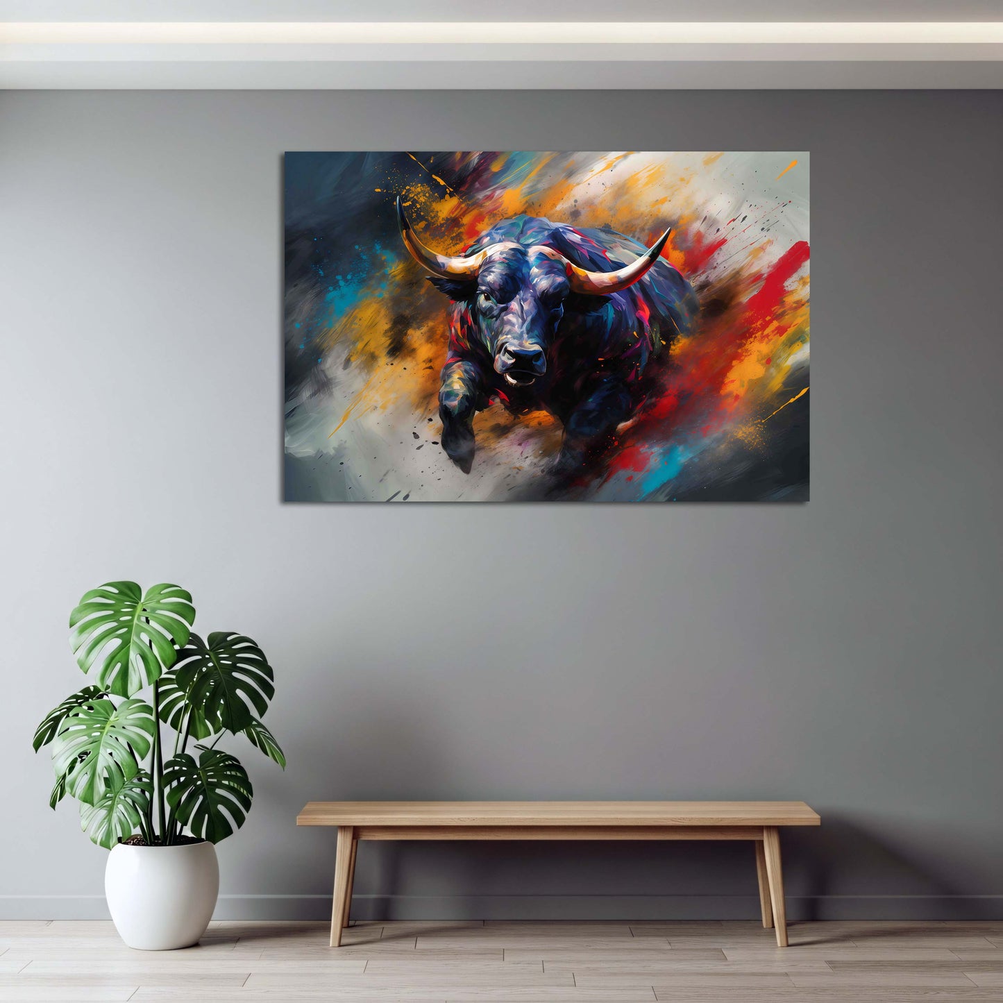 Stier Dynamik Explosion Pop Art Power Wandbild