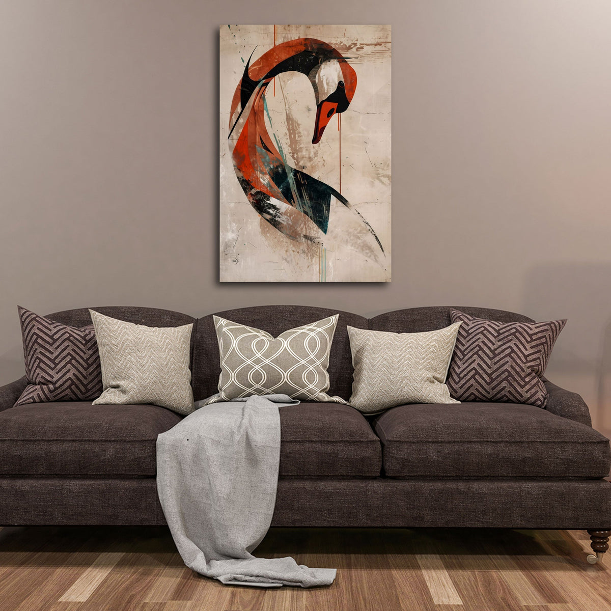 Modernes Tier Wandbild im Hochformat an einer Wohnraumwand