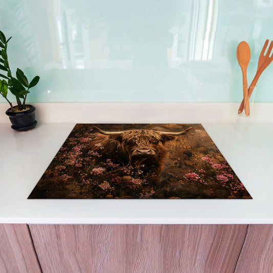 Stolze Kuh inmitten von Blumen Herdabdeckplatte Induktionsschutz für Ceranfeld & Küche Deko