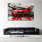 Street Art BMW Sportwagen rot Graffiti Style Wandbild